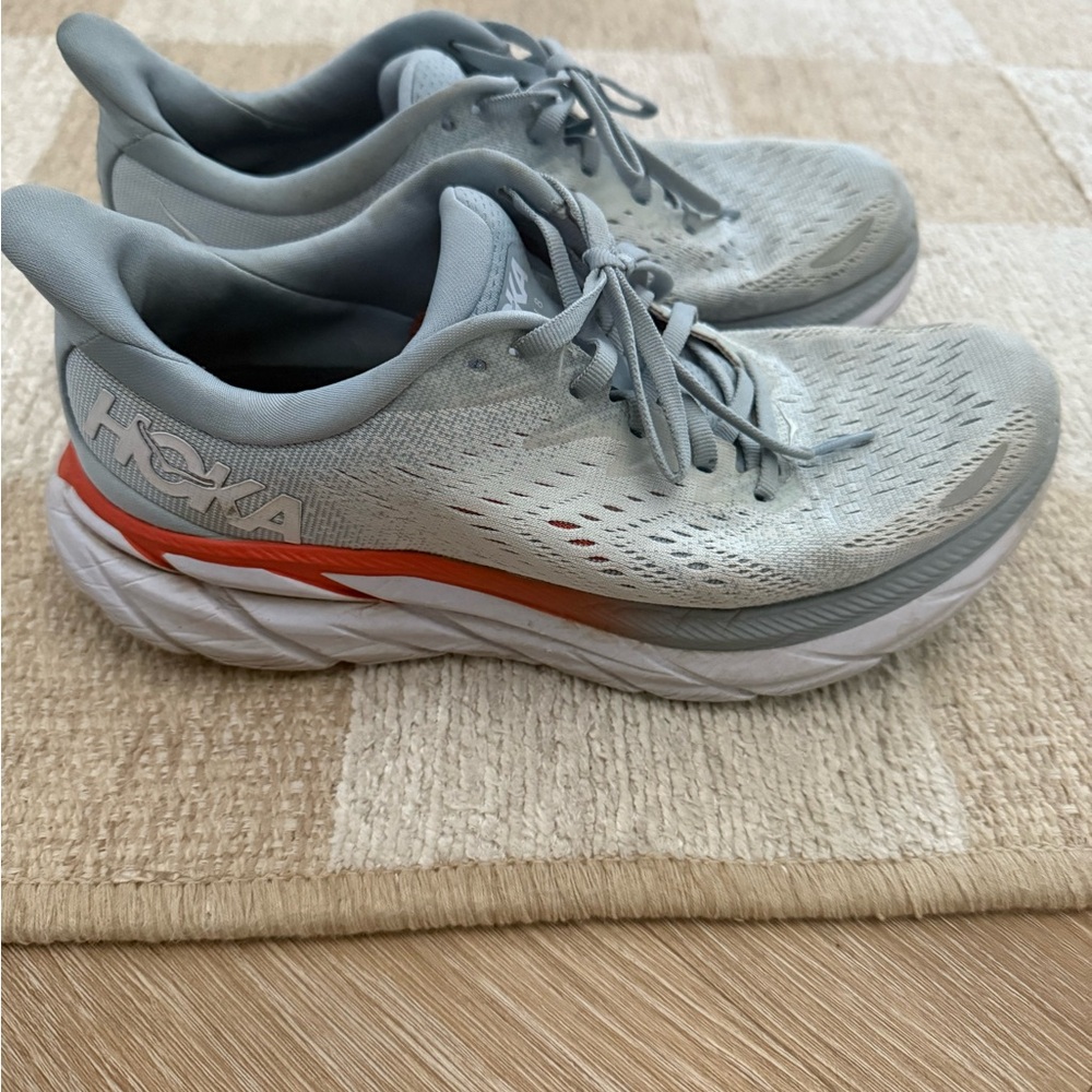 Hoka Gray and Orange Athletic Shoes